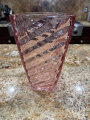 Pink Horizontal Ribbed Floral Flower Vase. Home Decor.
