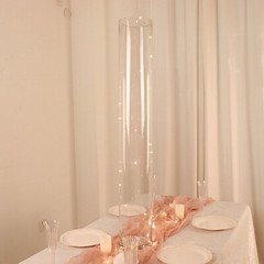 2 Clear 40 in Round Cylinder Glass Flower VASES Table Centerpieces Party Events