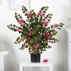 42in Artificial Bougainvillea Tree with Pink Blooms and Green Foliage – Faux