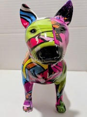 Brand New Sealed Pop Art Graffiti PolyResin Bull Terrier Medium Size