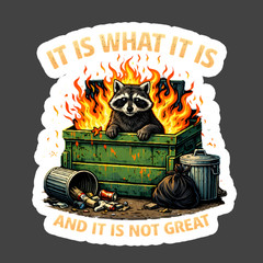 Raccoon Sticker Vinyl Decal It Is What It Is And It Is Not Great Funny Meme