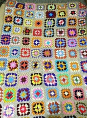 Granny Square Roseanne Afghan Throw Blanket 63″x44” Hand Made Multicolor Crochet