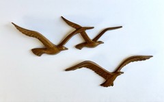 Vtg Homco Syroco Faux Wood Plastic Flying Seagulls Birds Wall Art Decor 1981