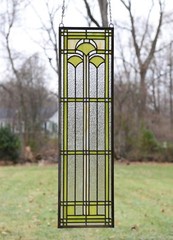 10″ x 35.25″ Handcrafted Ginkgo stained glass window panel