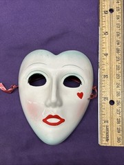 Porcelain Mask Mardi Gras Vintage Vandor 1984 Pelzman Designs Love Rare Japan 4”