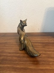 Antique Vintage English Solid Brass Bronze FOX Figurine – 9″