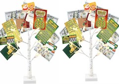 Money Tree Holder Set of 2, 24 LED Warm White Lights Battery Powered Timer,