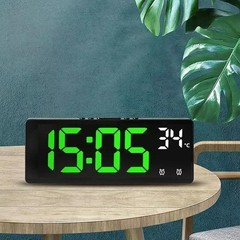 LED Voice‑control Digital Alarm Clock with Dual Alarms, Snooze and 12/24h Displa
