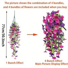 4p Artificial Trailing Petunia Vine Fake Hanging Flower Home Balcony Patio Decor