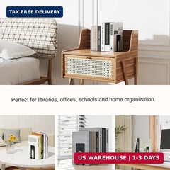 Optomni Book Ends, 3 Pairs of Small Bookends for Shelves, 3.9 x 2.8 × 5.2 in, Bl