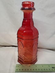 Red Decorative Bottle 9in tall No Top USED