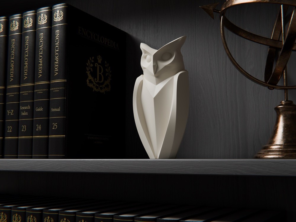 Modern White Owl, Bookend, Matte Finish for Study Office Living Room