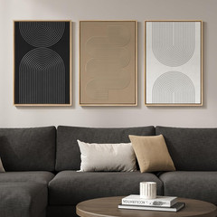 3D Textured Framed Boho Neutral Abstract Wall Art, 3 Piece Modern Artwork for Wa