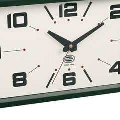 Dulton Double-Sided Face Clock Rectangle Magnet Type Dark Green H21-0362DGN
