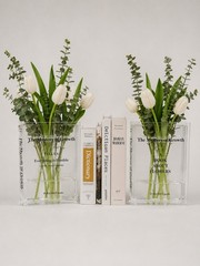 Bookend Vase for Flowers Unique Book shape Vase Bookshelf Decor for Book Lovers