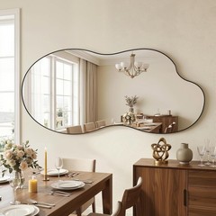 Irregular Wall Mirror, 30″x60″ Asymmetrical Mirror with Metal Frame, Modern Uniq