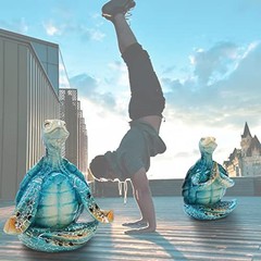 2Pcs Sea Turtle Meditating Yoga Statues Resin Zen Figurines Beach Home Decor