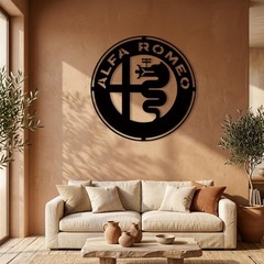 Alfa Romeo Metal Wall Art, Car Logo Decor, Automotive Wall Decor