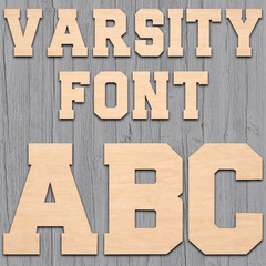 Varsity College Wood Letters Numbers Cutout Unfinished Laser Cut 3mm Craft 14″