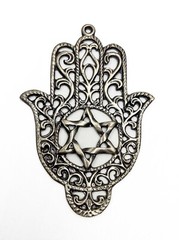 Silver Hamsa Home Décor Blessing Wall Hanging with Star of David – FREE SHIPPING
