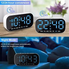 LED Large Display Electric Digital Alarm Clock with Battery Backup and Snooze US