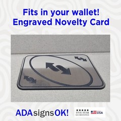 UNO Reverse Card – Novelty Engraved Card – Fits in Wallet! 2.125″ x 3.5″ – 1/16″