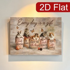 Rustic Wood Kitten Inspirational Quote Canvas Wood Frame Wall Decor Gift