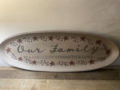 The Hearthside Collection »Our Family» Oval Decorative Primitive Wooden Tray