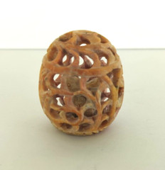 2″ Handmade Soapstone Egg Ball Filigree Carved Chicken Inside Home Décor.