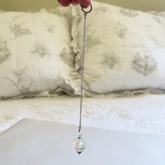 Clear Disco Ball Suncatcher 8 Inches Silver Tone Metal Chain Rearview Mirror