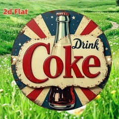 2D Flat, 1 Round Aluminum Tin Metal Signs 8×8 Inches – Vintage Americana Patriot