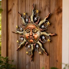 Bronze Metal Sun Stars Wall Art Garden Sculpture Indoor Outdoor Patio Home Decor