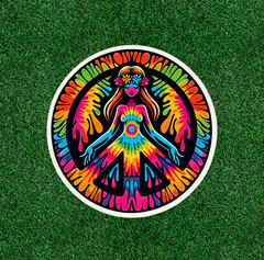 Hippie Girl peace symbol 100% waterproof vinyl sticker decal – many sizes