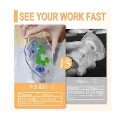 Puduo Fast Cure Epoxy Resin 68OZ, 1 Hour Quick Demold Epoxy Resin Kit, Crysta…