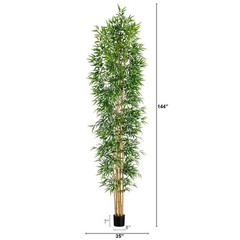 12’ Artificial Bamboo Tree with Natural Bamboo Trunks. Retail $629