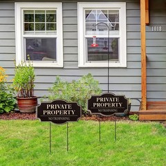 2-Pack No Trespassing Signs, 11.8 X 6.7 Inches, Private Property Decorative Sign