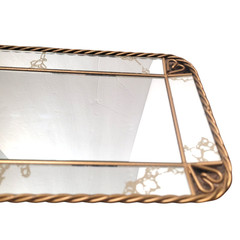 Vintage Mirror Vanity or Wall Tray Gold Tone Hearts Metal Vertical or Horizontal