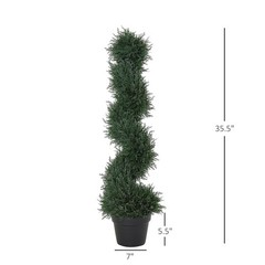 Easy-Care Spiral Artificial Cedar Tree 35.5in Height 7in Diameter
