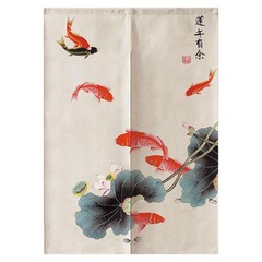 Myru Japanese Noren Doorway Curtain Tapestry Red Fish33.5 Inches X 59 Inches