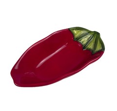 Pier One 7” Handpainted Ironstone Chili Pepper Dip Bowl Salsa Red