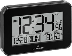 Marathon Crystal Framed Atomic Wall Clock – Black – Model CLO30060BK