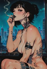 Anime waifu sticker busty goth 3.5″x4.5″ high quality gloss print