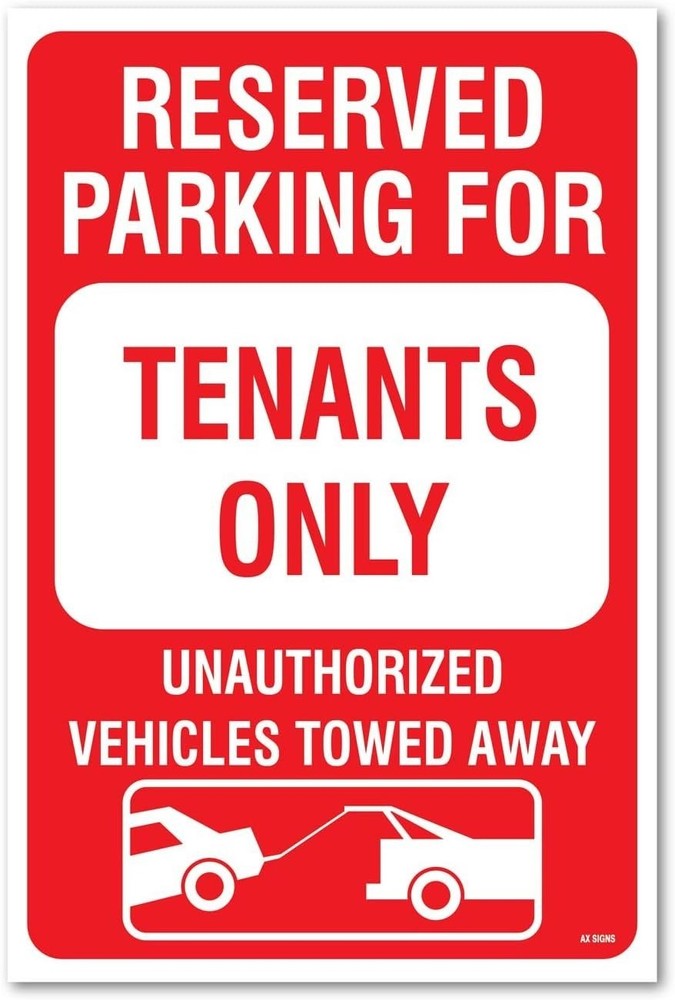 Parking For Tenants Only. Unauthorized Vehicles Towed Sticker Sign, 12×18 Inches