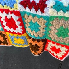 Vintage Granny Square Pattern Multicolor Crocheted Throw Blanket Afghan 54″X42″