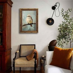 Gold Framed Bird Canvas Wall Art Vintage Beige Sparrow 11L x 9W, bird