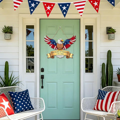 250th Anniversary 4th of July Door Sign, American Eagle 1776-2026 Wreath Patriot