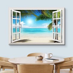 Canvas Wall Art | Window View | Beach Landscape | Nature Landscape