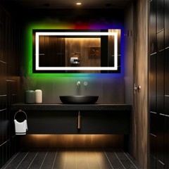 LUVODI Bluetooth LED Lighted Bathroom Mirror RGB Backlight Music Makeup Mirror