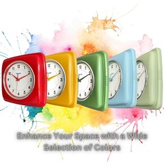 Retro Ã¢â‚¬â€œ 9-Inch Square Silent Non-Ticking Mid-Century Modern Wall Clock…