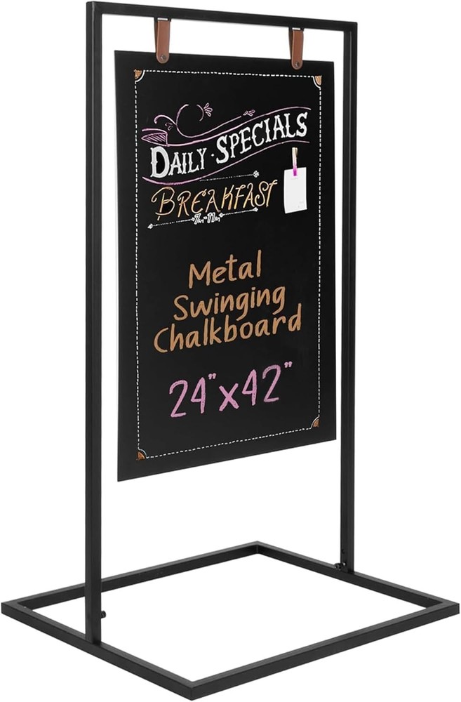 Metal Double Sided Swinging Chalkboard Sign – 24×42 in, Magnetic